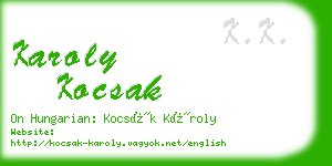 karoly kocsak business card